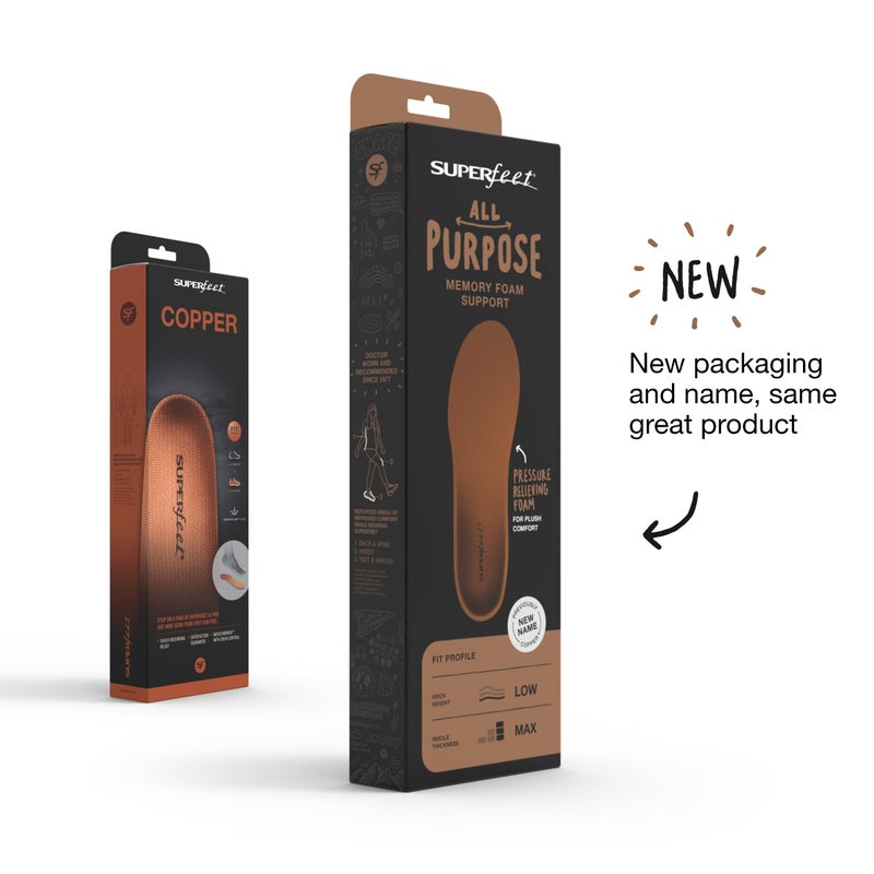 Superfeet All-Purpose Memory Foam Support Insoles (Copper) - Trim-to-Fit Cushioned Arch Support Shoe Insert - Professional Grade - 13.5-15 Men - Image 2